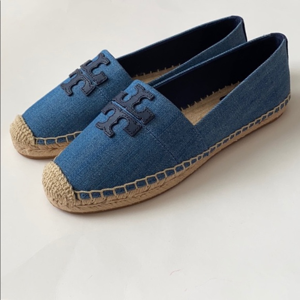 Tory Burch Weston Espadrille - canvas/calf leather navy + black logo